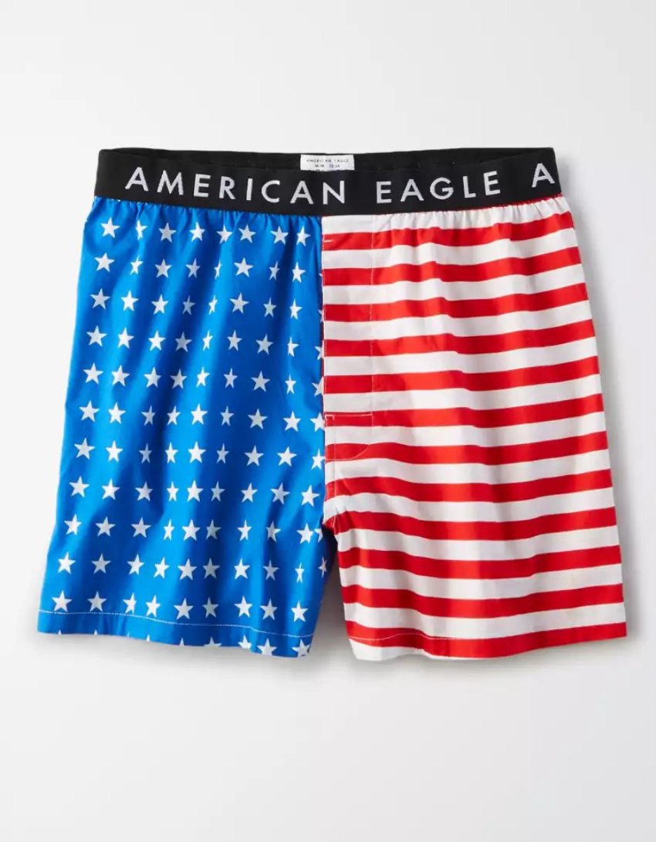 Shorts De Bain American Eagle AEO Stars Stripes Stretch Bleu Foncé Homme | IZB-94539731